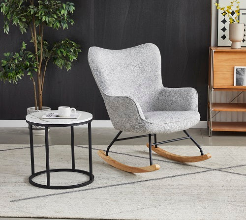 Trpezarijska fotelja na ljuljanje - Leo Siva